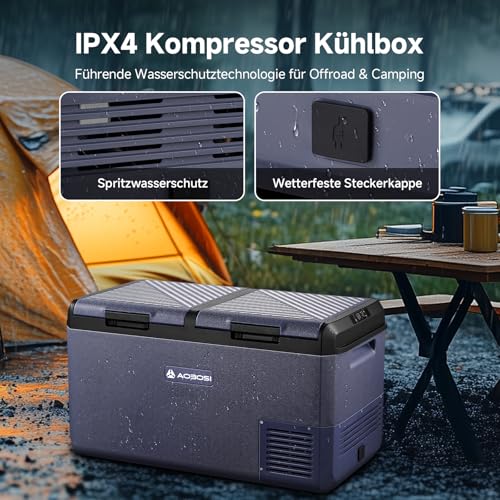 AAOBOSI Kühlbox 75L für Auto, LKW, Boot, Outdoor-Aktivitäten - Dual Zone, 12V/230V, -20°C bis 20°C, IPX4 Wasserdicht, AP