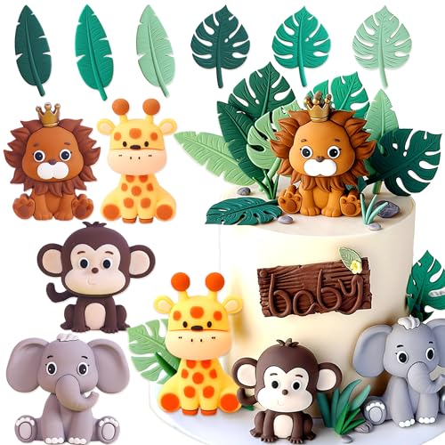 JeVenis décoration de gâteau animaux jungle décoration de gâteau animaux garniture de gâteau animaux de la jungle cake topper anniversaire décoration