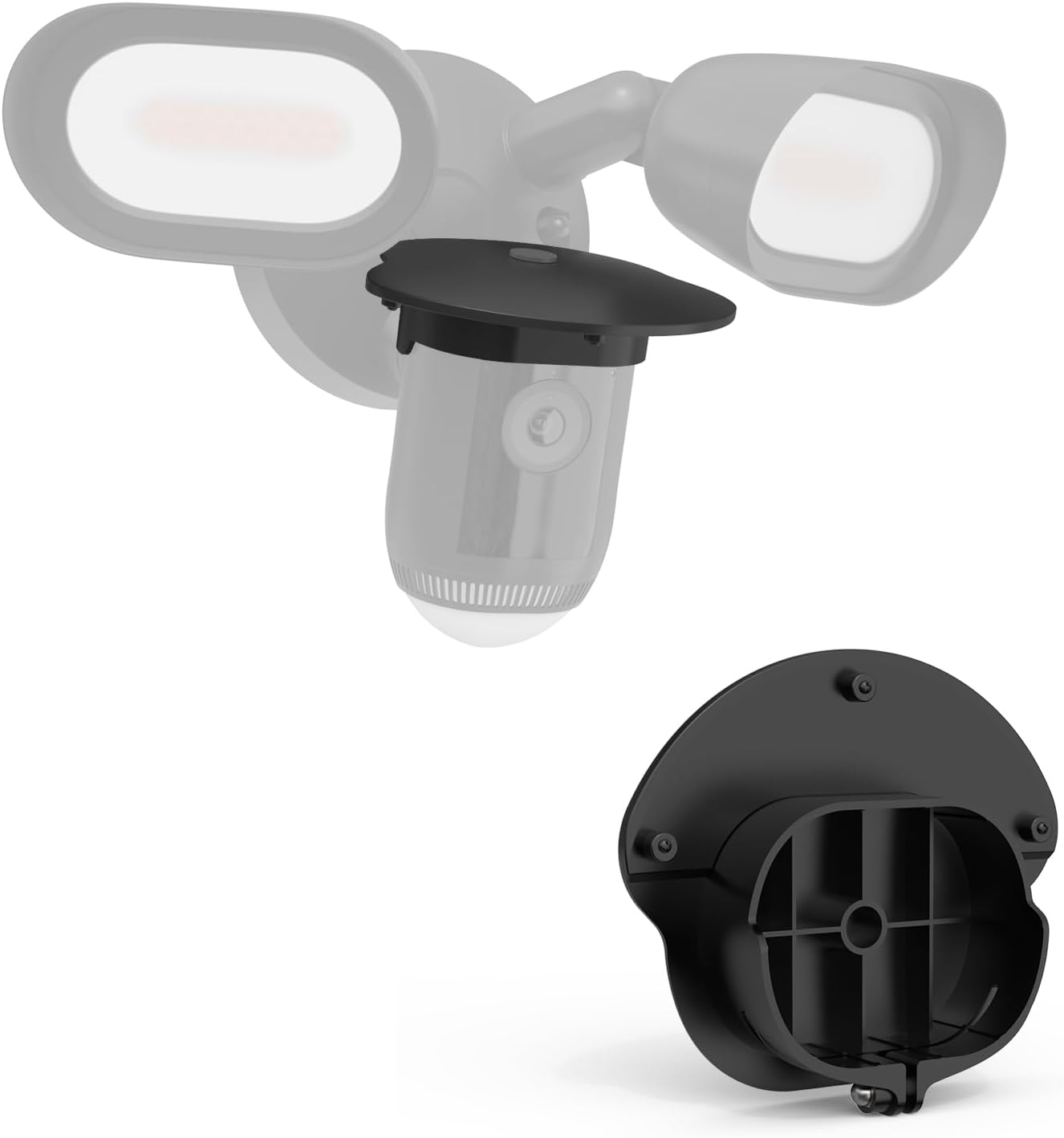 Sun Rain Shade Camera Cover Compatible with R-ing Floodlight Cam Wired Pro, for R-ing Floodlight Outdoor Weather-Resistant Rain Shield Accesorios (Black)