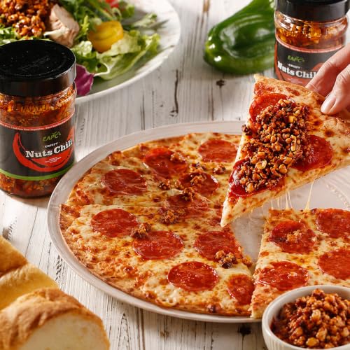 Image of EAPC Nuts Chili Oil - 6.7oz Chili Crisp Oil with Peanuts, Sunflower Seeds, Sesame, Extra Crunchy Nuts Chili Sauce, Ready to Eat and Use as Sauce, Condiment