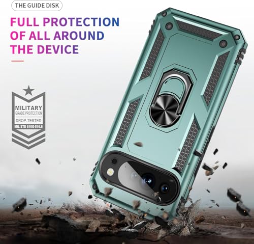 Image of REALCASE Google Pixel 10 Pro Back Cover Case | Heavy Duty Dual Layer Hybrid Shock Proof Armor Defender Ring Case Back Cover for Google Pixel 10 Pro 5G (Green)