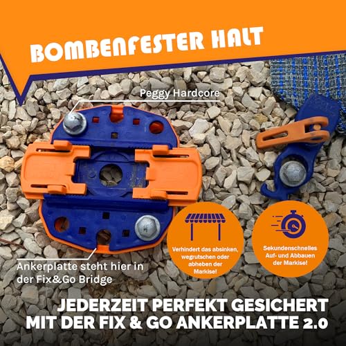 Peggy Peg – Fix&Go Anker Platte 2.0 zur Fixierung von Stützfüßen – Bodenbefestigung für Markisenfüße & Zeltgestänge beim Camping – Bodenhalterung kompatibel mit Thule Omnistor, Dometic & Fiamma 5