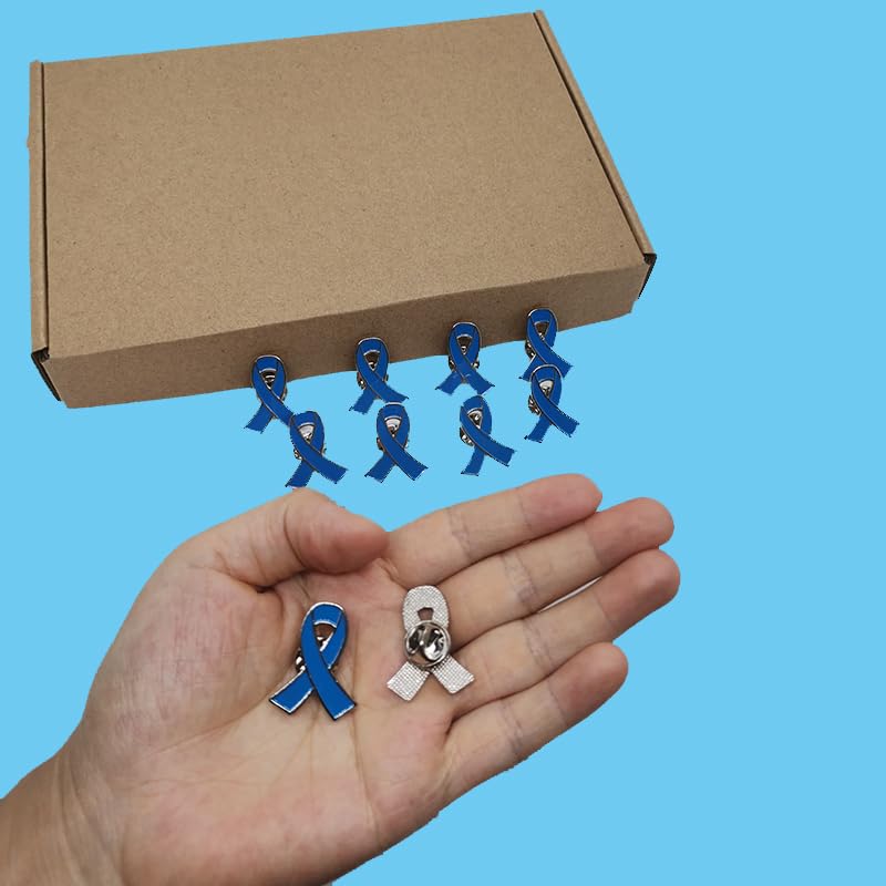 Image of Blue Ribbon Pins 100 pieces Blue Awareness Pins for Marine Environmental Protection,Prostate Cancer,Colon Cancer,Thyroid Disease