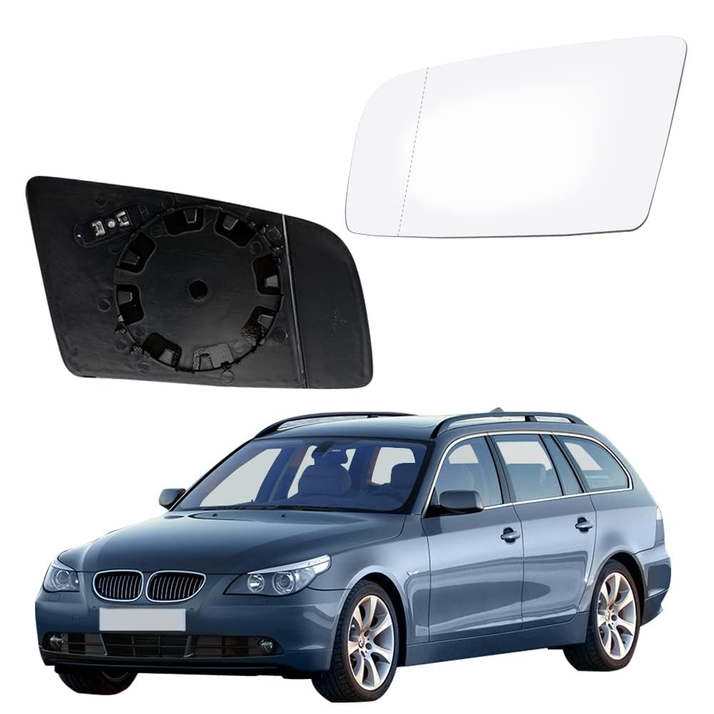 ELNas Cristal Espejo Retrovisor Calefactable para BMW E60 E61 E63 E64 2001–2010 | Vidrio Lateral Gran Angular | Antivaho y Antideslumbrante | Repuesto Retrovisor,Left