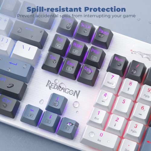 Image of Redragon Mechanical Gaming Keyboard Wired, 11 Programmable Backlit Modes, Hot-Swappable Red Switch, Anti-Ghosting, Double-Shot PBT Keycaps, Light Up Keyboard for PC Mac, Blue