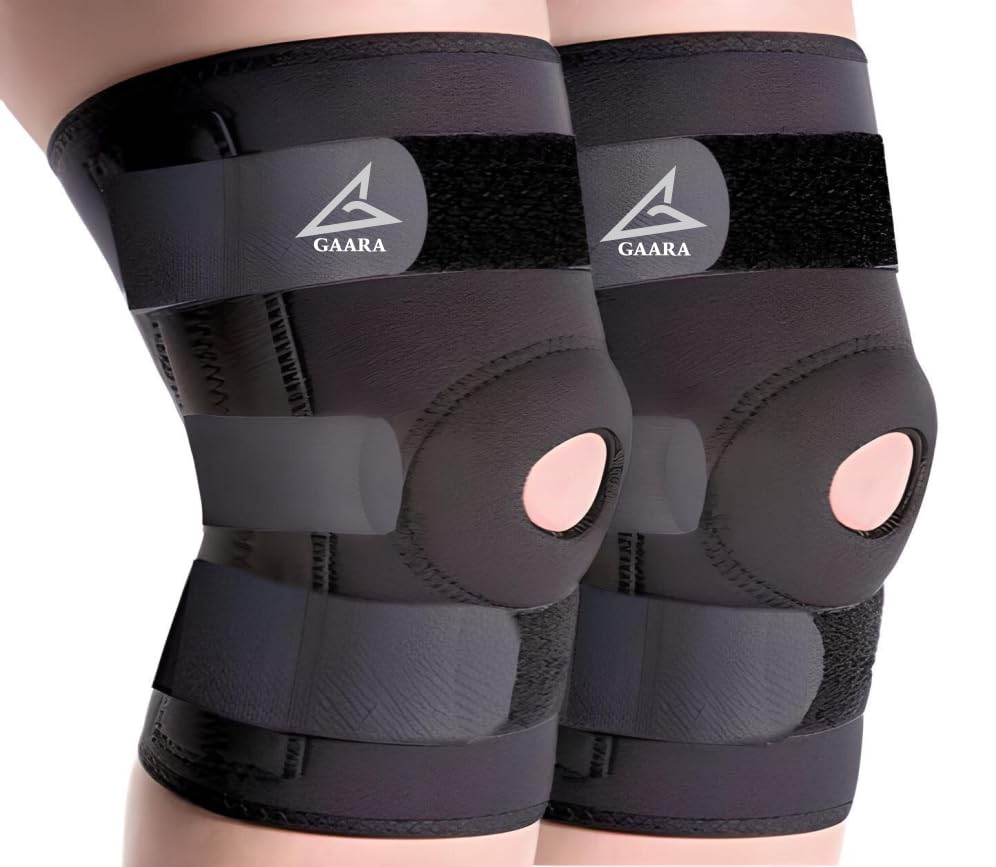 Image of GAARA INDIA Open Patella Knee Support for Men & Women, Universal Size Breathable Knee Cap Brace for For Pain Relief, Gym, Running, Arthritis, Torn Meniscus, ACL /MCL (Pack of 2)