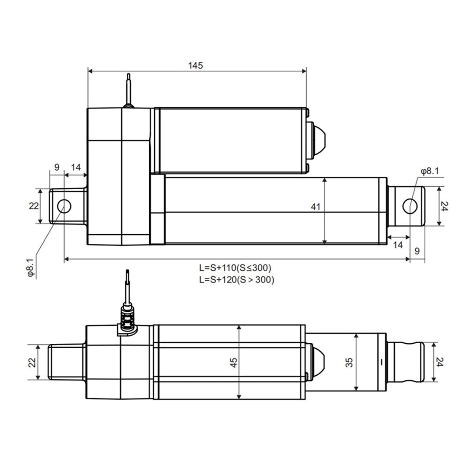 50-1000mm Course DC12V DC24V Actionneur Linéaire Électrique Moteur 4000N 5 MM/S Tige De Poussée Télescopique À Faible Bruit 100mm 400mm 700mm Stabilité Fiabilité(500mm)