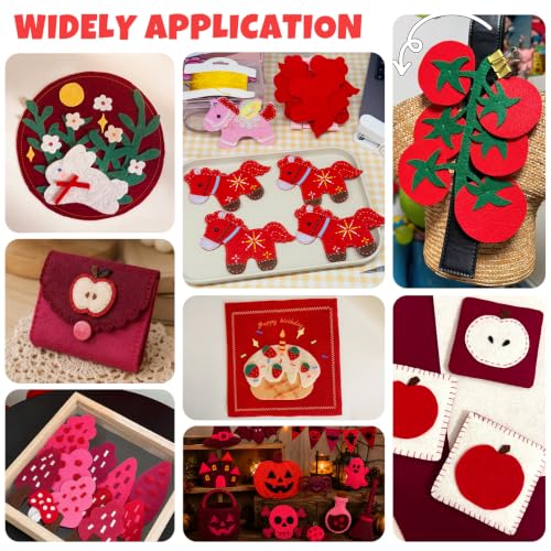 Image of 30Pcs Stiff Felt Sheets, 1mm Thick Felt Fabric Squares for Sewing & DIY | 5 Shades Of Red Colors Craft Felt, Hard Felt, Thick Felt & Felt Paper for Patchwork, Home Decor & Handmade Projects
