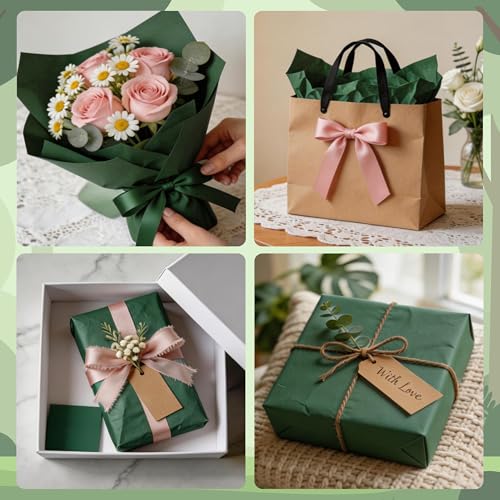 Image of Bobobag 100 Sheets Forest Green Tissue Paper 20 inchX14 inch Tissue Paper for Gift Bags, Gift Wrapping Tissue, Christmas Tissue Paper Anniversary Holiday Decoration Arts Craft