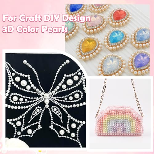 Image of 9000Pcs Flatback Pearls for Crafting, Pink Blue Red Purple White Half Pearls Beads, 3-8mm Color Half Round ABS Flatback Pearl Beads Gems Bedazzling for Nails Art Crafts DIY Shoes Clothes Bags