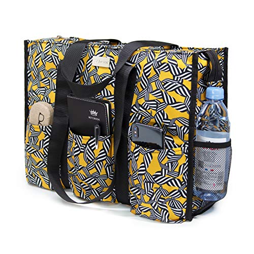 Image of TOPDesign Utility Water Resistant Tote Bag with 13 Pockets, Top Zipper Closure & Thick Bottom Support, for Working Women