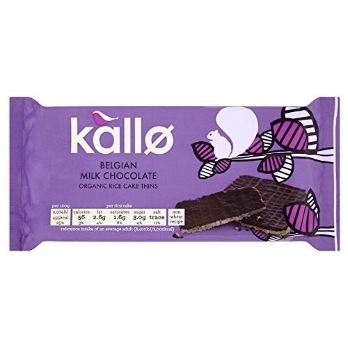 Kallo Organic Belgian Milk Chocolate Rice Cakes Thins (90g) - Pack of 6