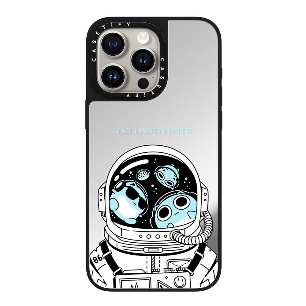 CASETiFY Magsafe 対応ミラー iPhone 15 Pro Max ケース [反射性 / 1.5mからの落下試験をクリア / Magsafe に対応] - SPACE - シルバー (ブラックバンパー)