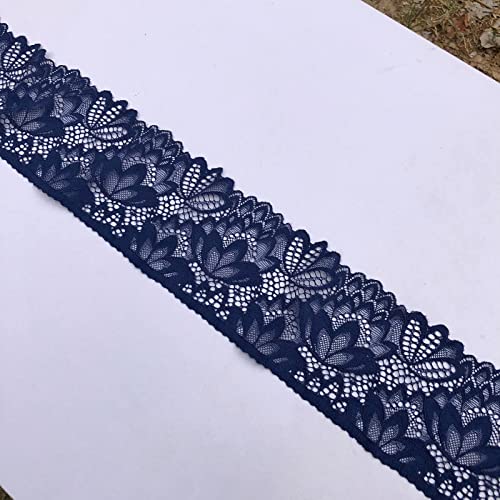 Olive Lace Navy Blue 4 Inches Wide Stretchy Lace For Bridal Wedding Decorations , Sewing Diy Making And Diy Crafts- 5 Yards (7604 Navy) #TOP2
