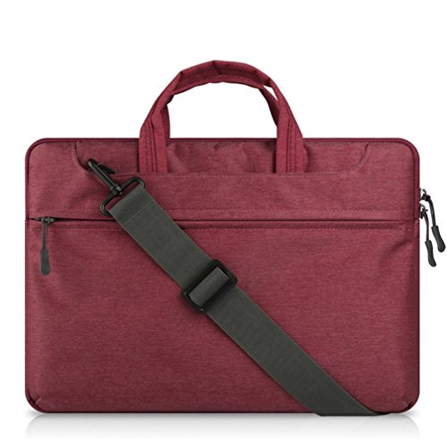 GADIEMENSS Waterproof Laptop Shoulder Briefcase Bag Portable Computer case handbag 15.6" Red