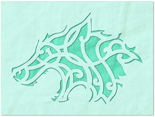 Stencil Stop Howling Wolf Head Stencil - Reusable for DIY Projects, Painting, Drawing, Crafts - 14 Mil Mylar Plastic (18 x 12.75 inches)