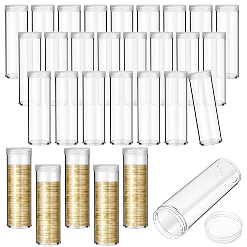Juego de 30 tubos transparentes para monedas con tapa giratoria miniatura 1