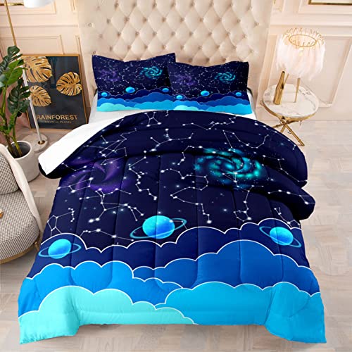 ZHH E-COMMERCE Down Conforter for Boy Girl Full Star Quilt Double Bedding Set Bedroom Bed in a Bag for All Seasons (1 Duvet and 2 Pillowcases)