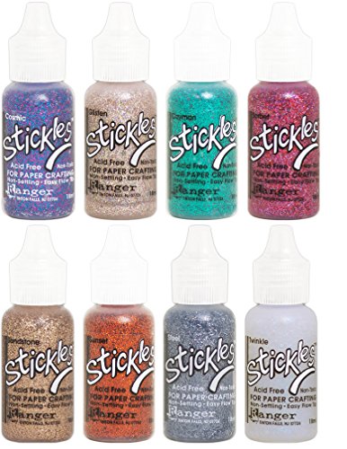 Stickles Ranger - 2018 Glitter Colors - Cosmic Glisten Cayman Sandstone Sorbet Steel Sunset and Twinkle - 8 Items