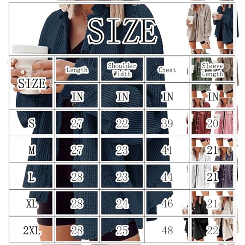 Women's Batwing Sleeve Waffle Knit Button down Shirt Shacket Tops, Jacket for Women 2025 Waffle Knit Tops2