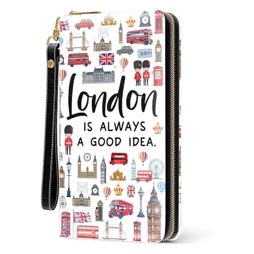 London Print Womens Wallet, Travel Wristlet Wallet For Women, London Good Idea Credit Card Holder Purse, Birthday Christmas Graduation Gifts For Women Mom, Travel Office Daily Purse