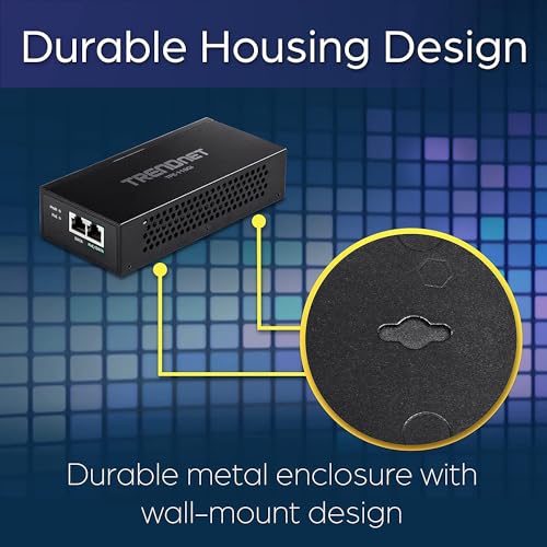 Image of TRENDnet Gigabit PoE++ Injector, Convert A Non-PoE Port to A PoE++ Gigabit Port(15.4W), (30W), Or (95W), Up to 100m (328 ft), Integrated Power Supply, Black, TPE-119GI