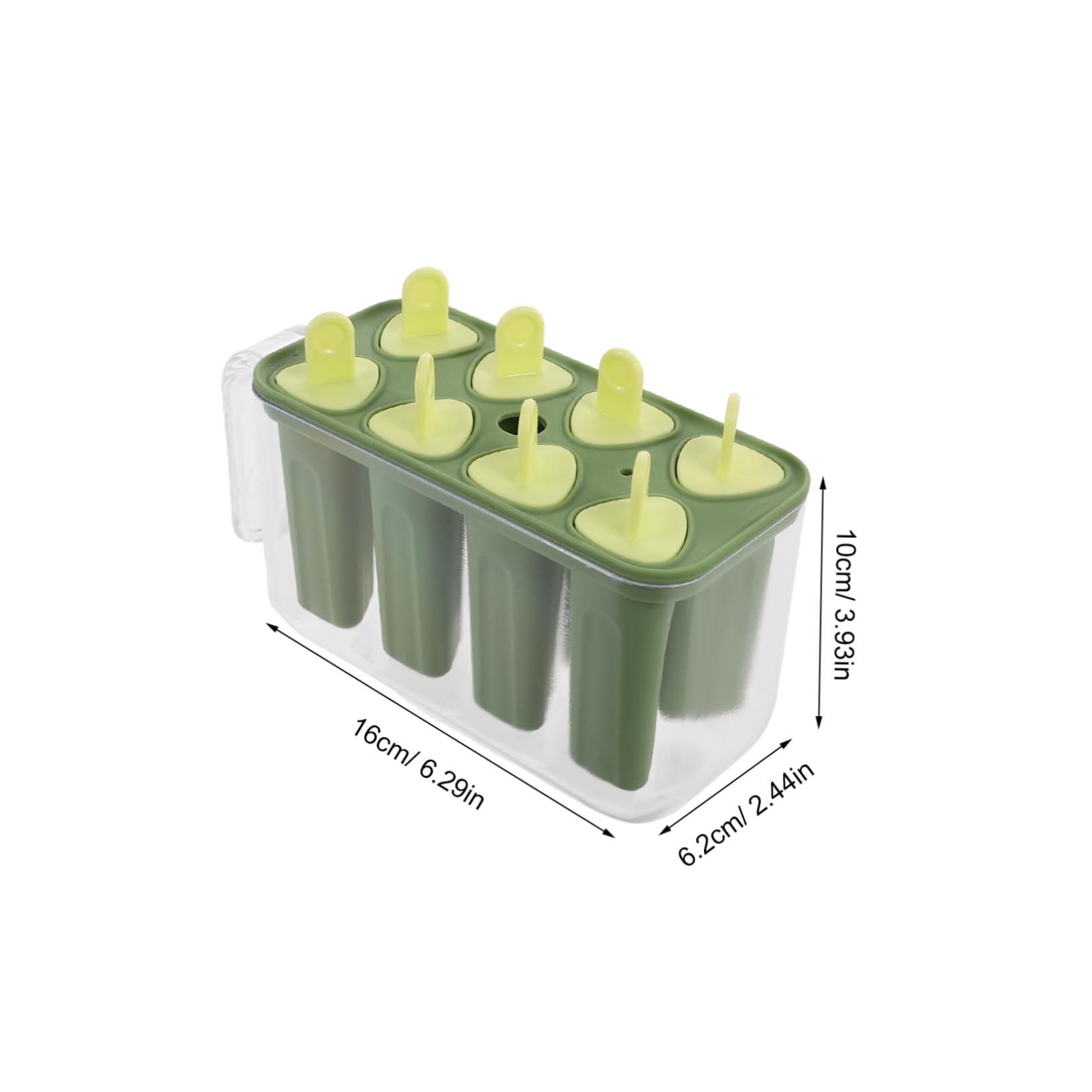 Ciieeo Popsicle Molds: 8-cavities Ice Cream Molds - Popsicle Maker Moulds - Ice Pop Forms - For Cake Pop Cakesicles Container - For Kitchen Freezer Refrigerator Green