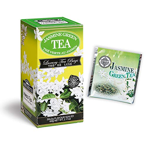 Tè Verde al Gelsomino Mlesna - Confezione da 180 filtri salvaroma laminati in 6 comodi dispenser - Il benefico tè verde coltivato nelle alte montagne di Ceylon con essenze naturali di gelsomino