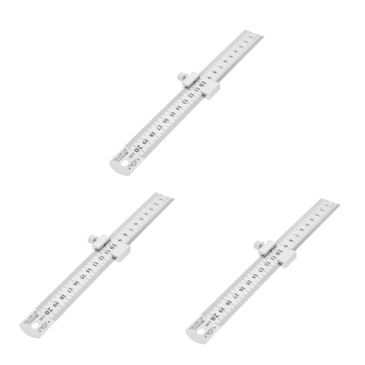 LALAFINA 3ensembles Règle Acier Avec Bloc De Positionnement Pour Menuisiers Architectes Et Ingénieurs Épaisseur Règle Pratique Et