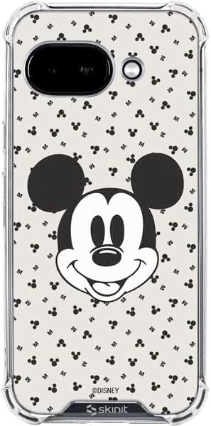 Skinit Clear Phone Case Compatible with Google Pixel 9a - Officially Licensed Disney Mickey Mouse Face Pattern Design