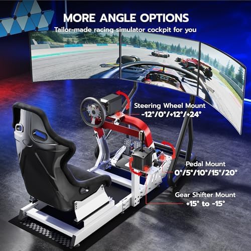 ARES WING Sim Racing Cockpit with Seat, Adjustable Carbon Steel Rig - 3