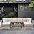 YINRUIN 7 Piece Patio Furniture Set Rattan Outdoor Furniture Set All Weather Outdoor Garden Sectional Sofa with Padded Seat Cushions and Glass Table for Gardens and Backyards