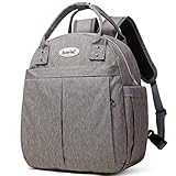 Scorlia Insulated Lunch Bag Cooler Backpack, Convertible Lunch Tote with Side pockets, Tall Reusable lunch Box Container with Drinks Holder for Work, Office, Beach, Picnic-Grey