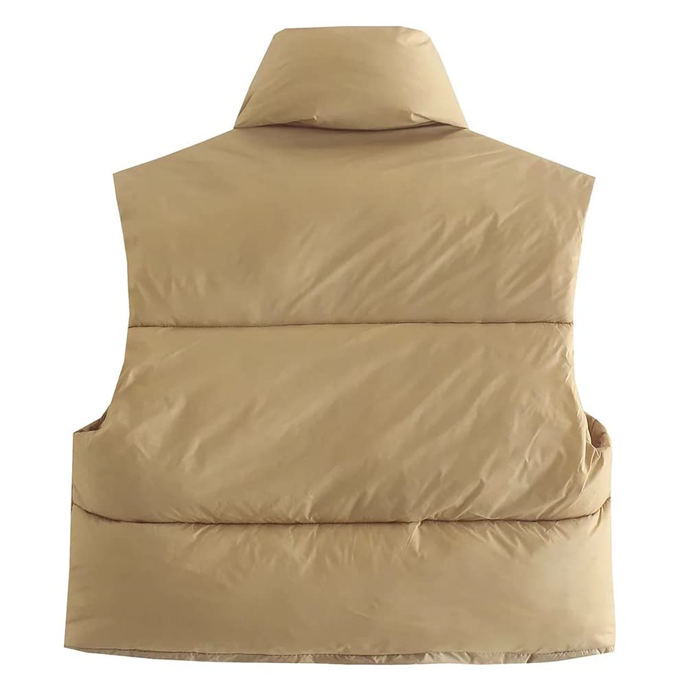 KEOMUD Women's Winter Crop Vest Lightweight Sleeveless Warm Outerwear Puffer Vest Padded Gilet