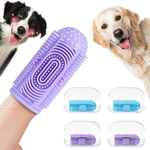 YUEYUEJIA Dog Toothbrush Dog Tooth Brushing Kit 4Pack Dog Finger Toothbrush Dog Tooth Brush Puppy Toothbrush Dog Toothbrush Kit Pet Finger Toothbrush for Dog Teeth Cleaning&Dog Dental Care