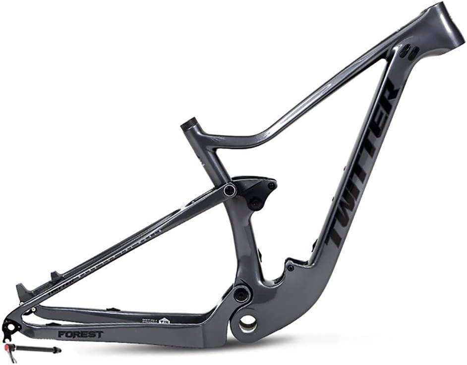 27.5er 29er Bike Frame Disc Brake Carbon Suspension Frame Travel 120mm Trail Mountain Bike Frame 15''/17''/19'' Boost Thru Axle Frame 12x148mm(Dark Gray,27.5 * 17'')