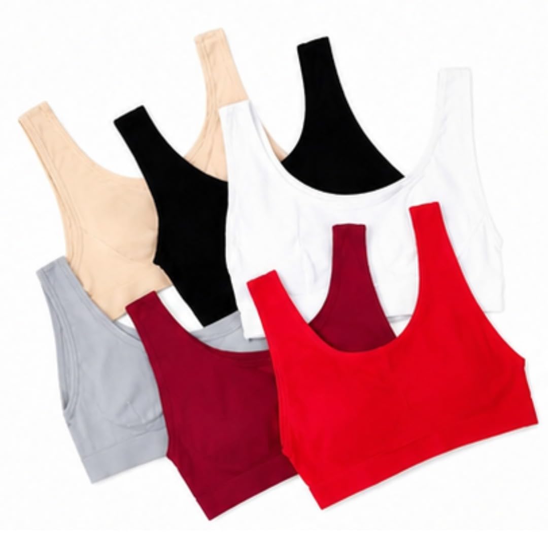 Women's Premium Air Bra Pack of 6 Multicolour | Soft Lightweight Seamless Wireless Full Coverage Non-Padded Breathable Stretchable Everyday Wear Free Size Innerwear-picture-18