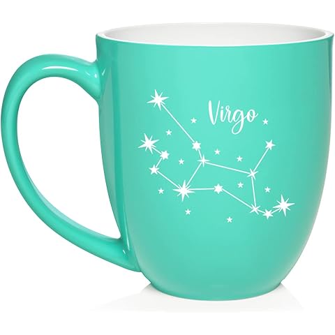 Daylor Star Zodiac Horoscope Constellation Ceramic Coffee Mug Tea Cup Gift (16oz Teal) Virgo