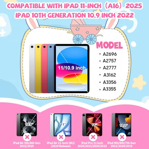 Coque pour iPad 10e génération et A16 avec support rose