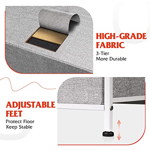 Wlive 9-Drawer Dresser, Fabric Storage Tower For Bedroom, Hallway, Nursery, Closets, Tall Chest Organizer Unit With Textured Print Fabric Bins, Steel Frame, Wood Top, Easy Pull Handle, Light Grey #TOP6