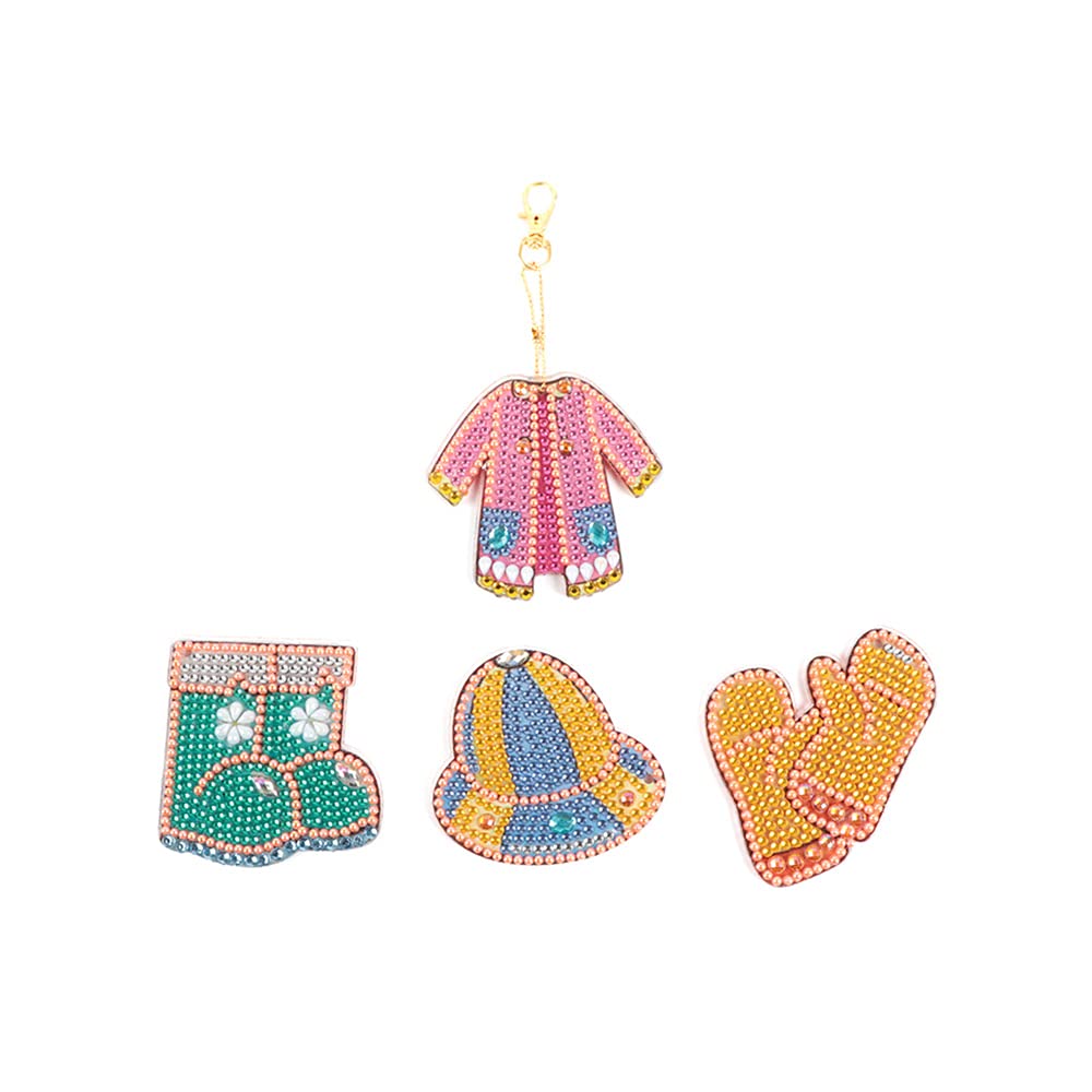 Porte-clés 5D diamant lot de 4 pour loisirs créatifs et décoration de sac
