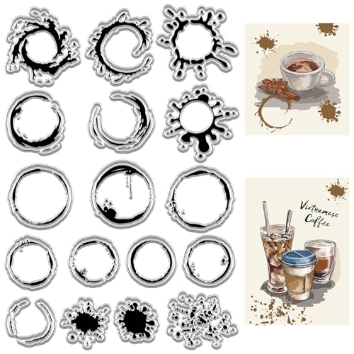 CRASPIRE Sello de Goma Transparente para Manchas de Café, Tinta para Derrames Y Salpicaduras de Té, Sellos de Silicona Transparentes Vintage, Sello Retro para Hacer Tarjetas de Diario