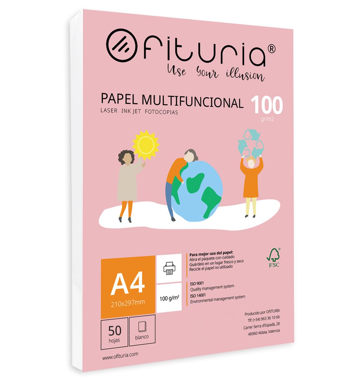 A4 100g Paper Pack with 50 White Sheets, Multifunctional Paper for School Use and Work Environments - Ideal for Laser, Inkjet or Copier Printers - Ofituria