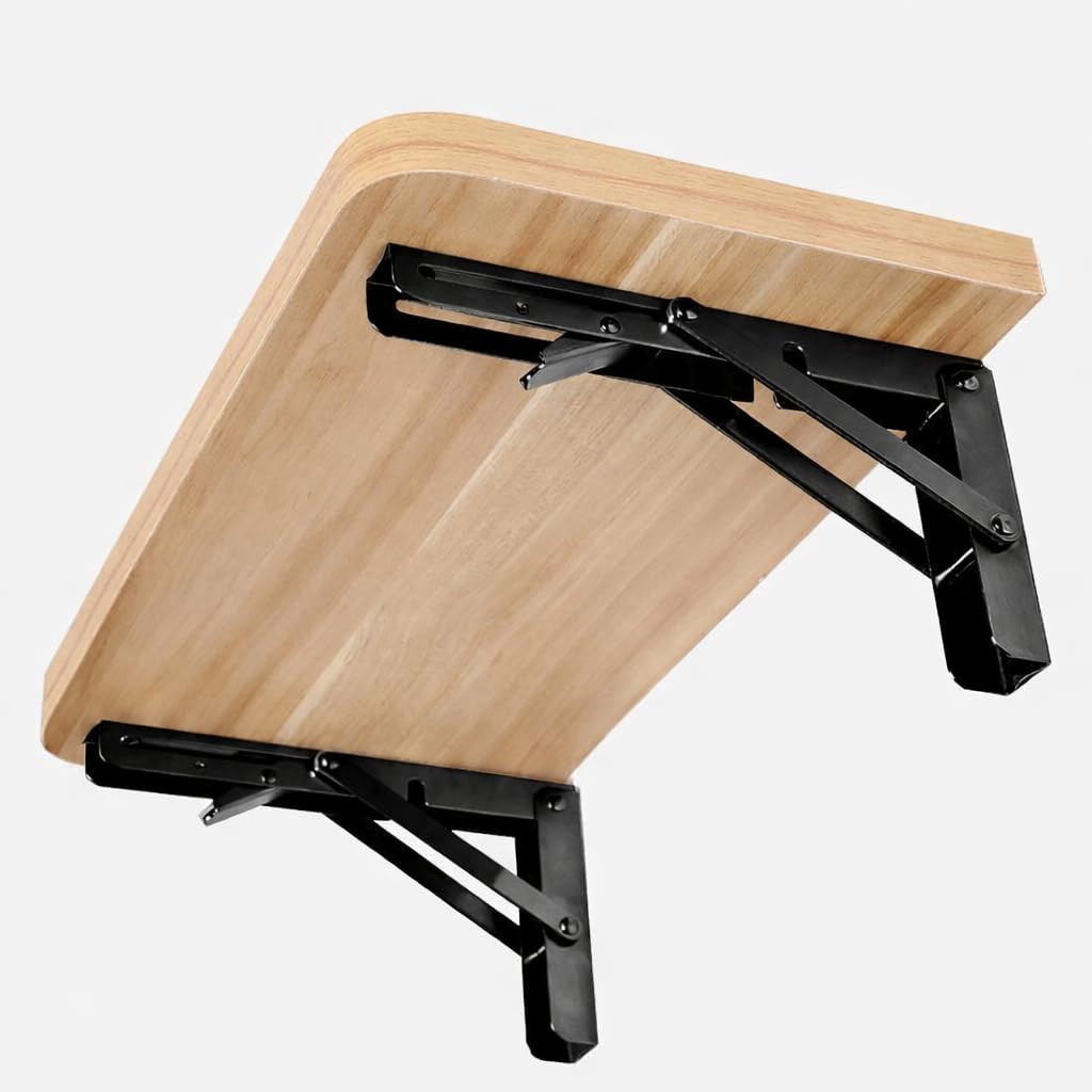 Brijvila16 Inch Folding Shelf Brackets (Pair) Heavy Duty Wall Mounted Collapsible Metal Bracket with Lock Mechanism Space Saving Foldable Support for Table, Bench & Shelves-picture-14
