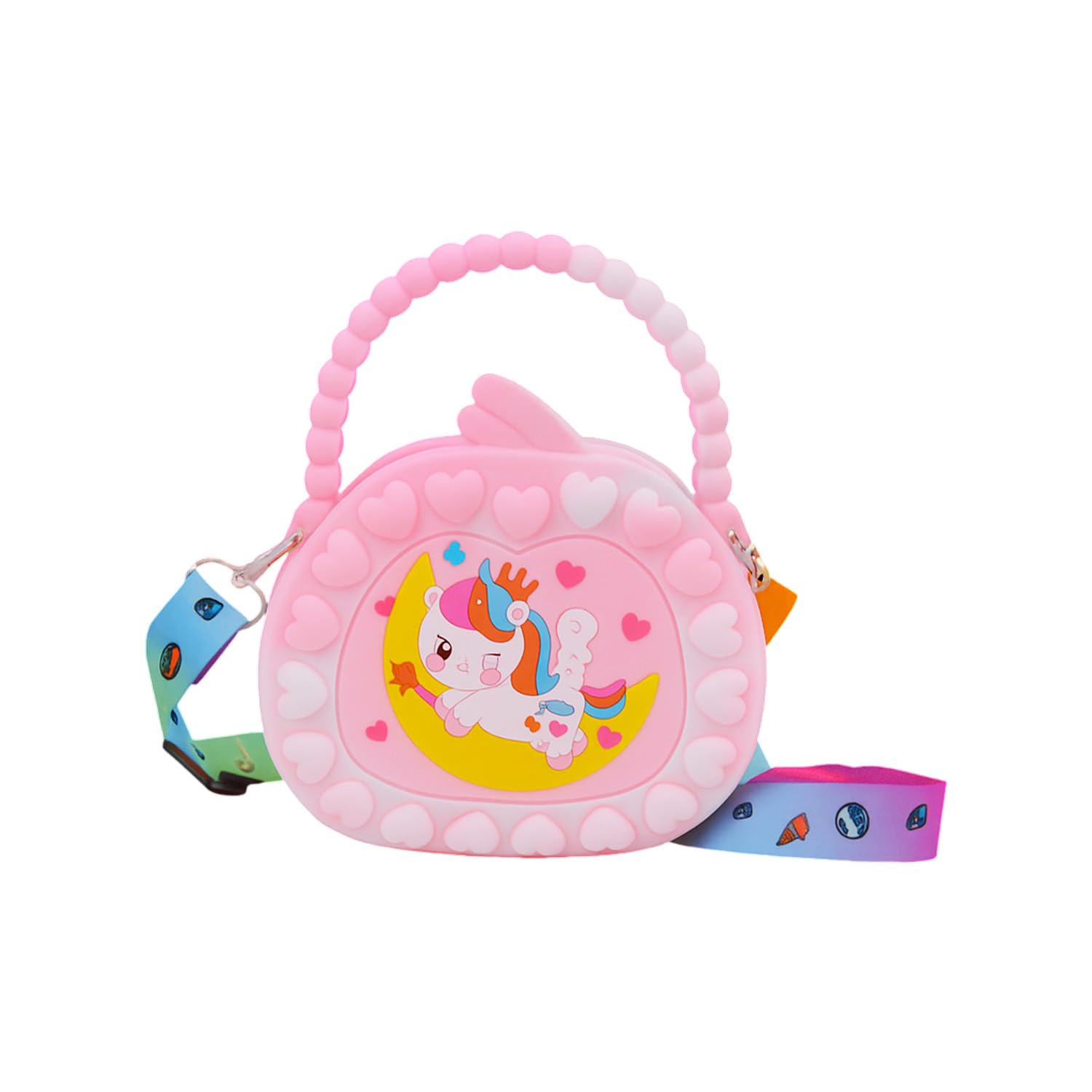 Girls Cute Unicorn Silicone for Girls Pop It Cartoon Handbag with Adjustable Strap