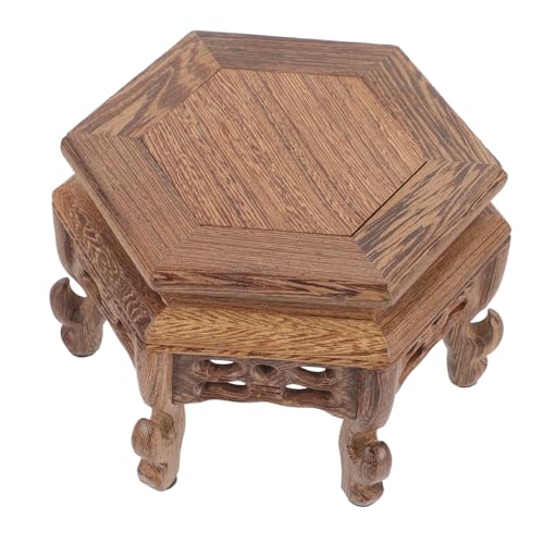 BESTonZON Base de Madera para Macetas y Artesanías Soporte de Exhibición Hexagonal para Decoración Interior y Jardín Pedestal Elegante para Bonsáis y Objetos Decorativos