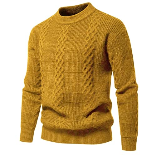 Mens Round Neck Dress Sweater Long Sleeve Fashion Pullover Sweater Fall Winter Warming Fashion Solid Color Sweaters