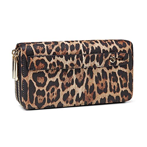 Daisy Rose Dual Zipper Phone Clutch And Wallet For Women - Rfid Blocking, Pu Vegan Leather Multi-Card Organizer - Leopard #TOP2