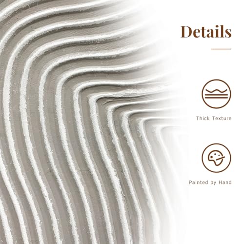 Framed Neutral Abstract Wall-Art Painting - Large Abstract Canvas Wall Decor 3D Curve Illustrations Hand painting for Living Room, Bedroom, Office - 2 Piece 28 x 40 Inch, Ready to Hang - Image 5