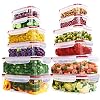 KICHLY Plastic luchtdichte voedselopslagcontainers – 24 stuks (12 containers en 12 deksels) Plastic voedselcontainers…